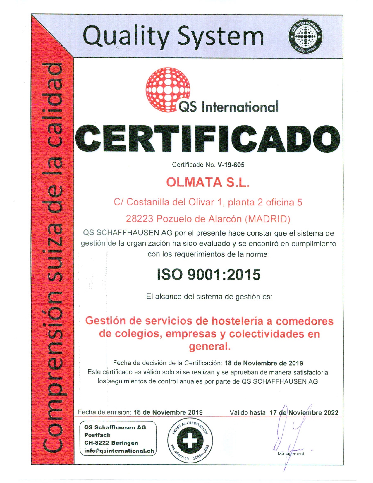Olmata certificado